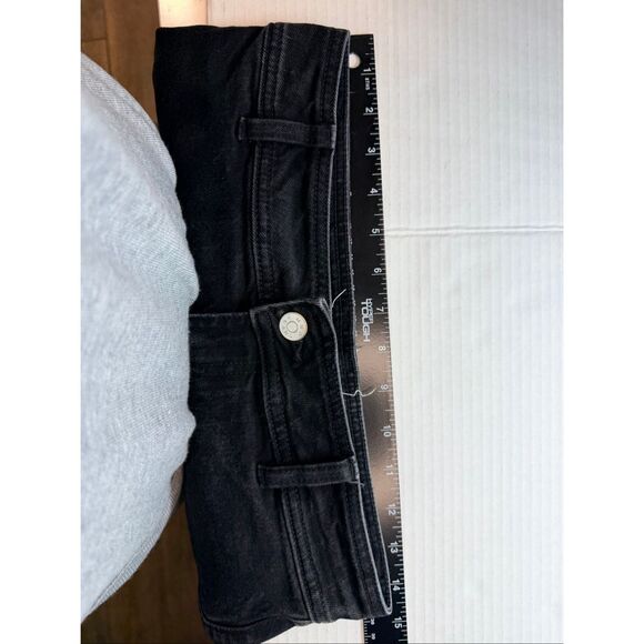 MNG by Mango Women's Size 4 Catherine Black Wide Leg Flared Distressed Hem Jeans - Picture 7 of 10